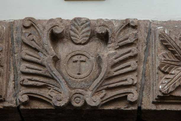 istock Colonial Catholic church wall architecture detail 1051308298