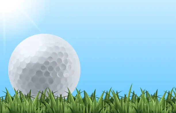 Vector illustration of Golf ball on grass