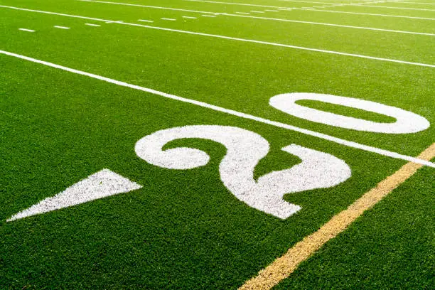 American football stadium 20 yard line background.