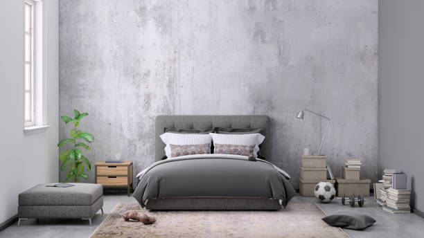 istock Modern bedroom interior with blank wall for copy space 1051324586