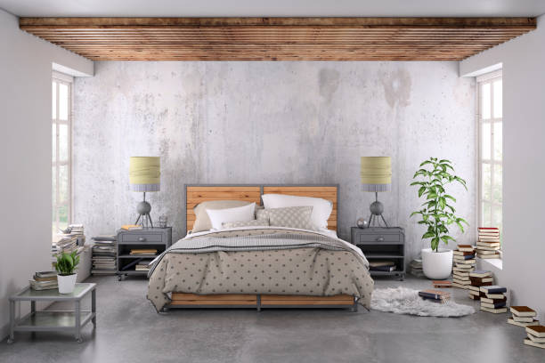 istock Modern bedroom interior with blank wall for copy space 1051324790