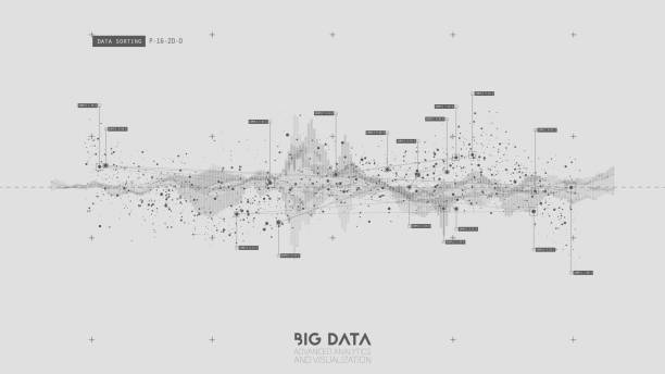 Violet abstract binary wave. Big data visualization. Intricate financial data threads analysis. Business analytics representation. Futuristic infographics aesthetic design. Finance concept Violet abstract binary wave. Big data visualization. Intricate financial data threads analysis. Business analytics representation. Futuristic infographics aesthetic design. Finance concept. big-data stock illustrations