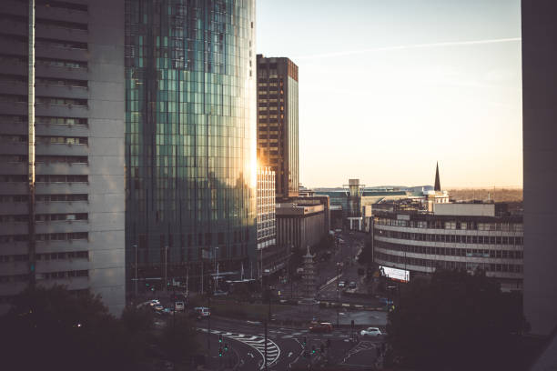 Birmingham panoramic view at sunrise/sunset with glass building Birmingham panoramic view at sunrise/sunset with glass building. Panorama birmingham england photos stock pictures, royalty-free photos & images