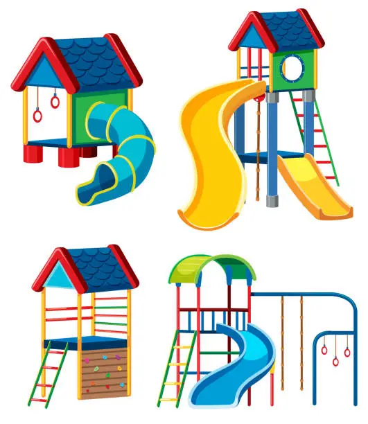 Vector illustration of Set of playground equipment