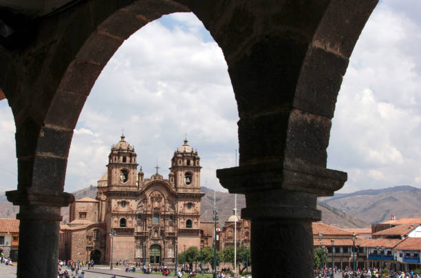 istock Old catholic church facade in Cuzco Peru 1051351516