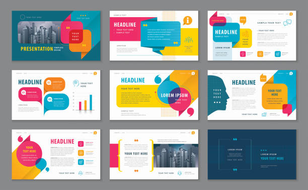 Abstract Presentation Templates, Infographic elements Template design set for Brochures Abstract Presentation Templates, Infographic elements Template design set for Brochures, flyer, leaflet, magazine, invitation card, annual report, Questions and Answers, social networks, talk bubbles vector, company profile, simple design pamphlet stock illustrations