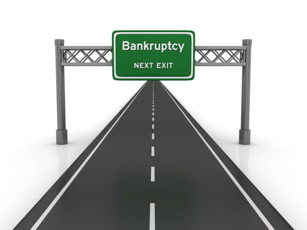 istock Road with Bankruptcy Highway Sign - 3D Rendering 1051355650