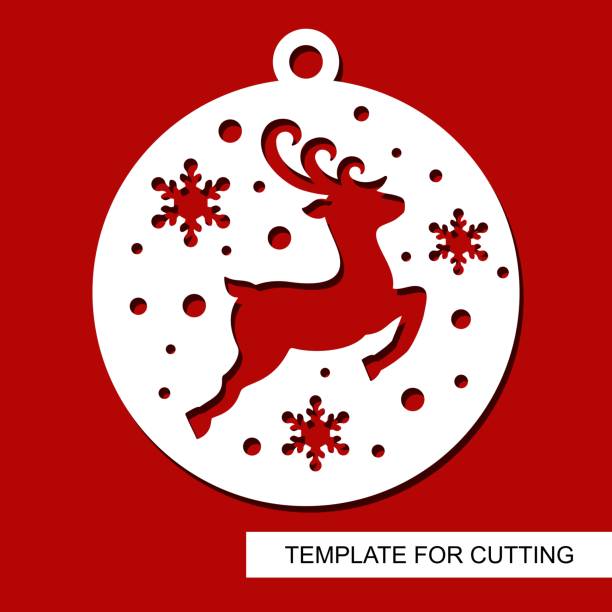 istock Christmas decoration - deer silhouette in a ball with snowflakes. 1051357204