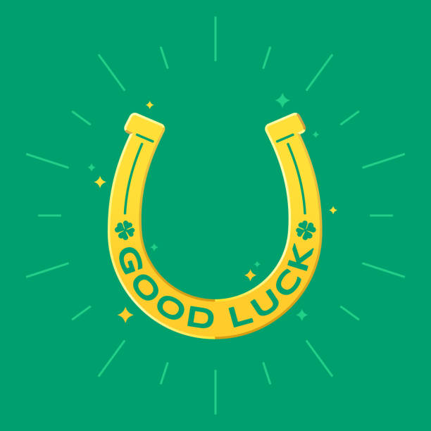 illustrazioni stock, clip art, cartoni animati e icone di tendenza di ferro di cavallo fortunato - horseshoe gold good luck charm symbol