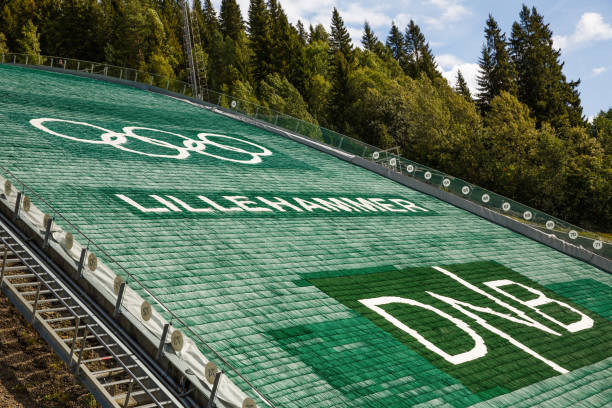 Pista da salto con gli sci Lysgardsbakken - foto stock