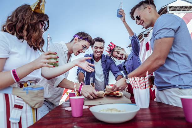 istock Positive delighted students having celebration of exams finish 1051369866