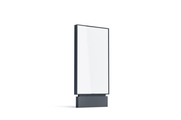 Blank white pylon mockup, side view, isolated Blank white pylon mockup, side view, isolated, 3d rendering. Empty advertising billboard mock up. Clear outdoor poster template. Commercial outside baner for ad. print ad mockup stock pictures, royalty-free photos & images