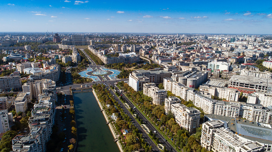 Aerial view of Bucharest downtown