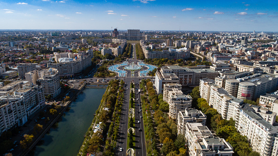 Aerial view of Bucharest downtown