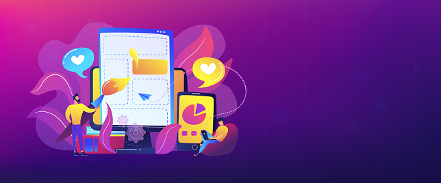 Developer Based Header Image Front End Development It Header Or Footer Banner Stock Illustration ...