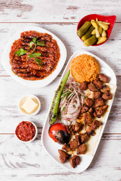 istock Authentic Turkish Shish Kebab in White Plate 1051377172