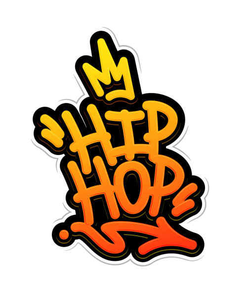 ilustrações, clipart, desenhos animados e ícones de hip-hop tag graffiti estilo etiqueta lettering. ilustração vetorial - dancing breakdancing street city life