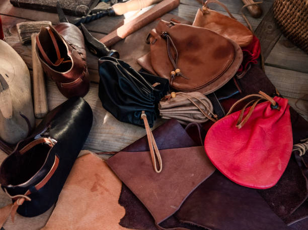 istock Leather goods. Medieval leather goods 1051391498
