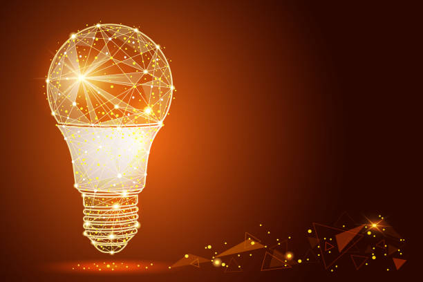 istock Logo light bulb abstract design, in low poly style, in the form of lines and stars. Vector illustration 1051392036