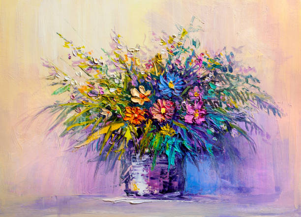 istock Oil painting a bouquet of flowers . 1051402168