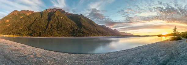 Beautiful sunset at Matanuska river, Palmer Alaska