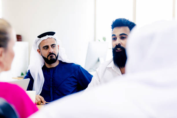 istock Arab businessman impressed with the ideas proposed by his board 1051406202