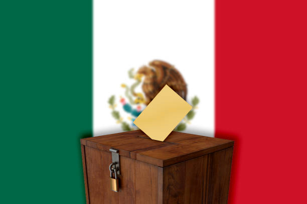 istock Mexico flag with ballot box - elections 1051410586