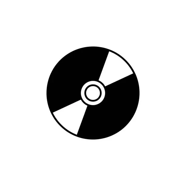 Vector illustration of CD или DVD диск in glyph style icon vector