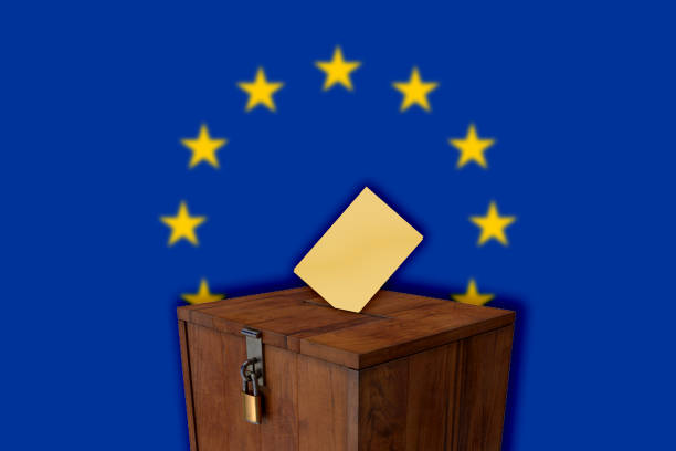 istock European Union (EU) flag with ballot box - elections 1051410836
