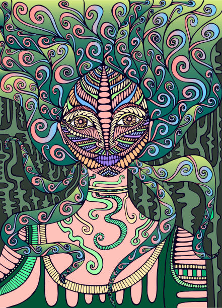 istock Psychedelic Fairy Shaman. Surreal fantasy doodle woman. 1051413150