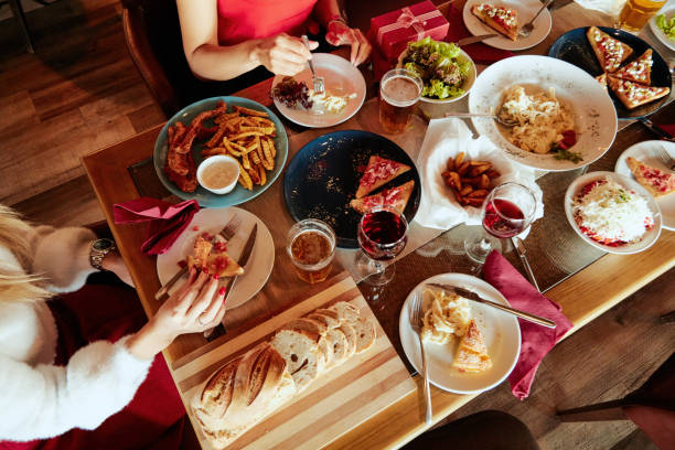 istock Top view of Christmas eve table at home. 1051417094