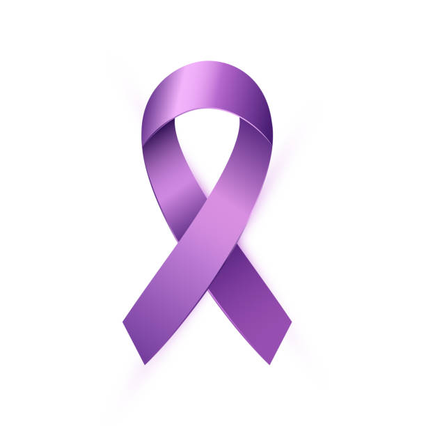 реалистичный фиолетовый осведомленности лента на всемирный день волчанки. - purple ribbon alzheimers disease alertness stock illustrations