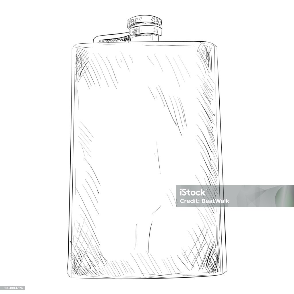 Vector sketch of military or hunting flask Vector sketch of military or hunting flask. Hand drawn illustration. Alcohol - Drink stock vector