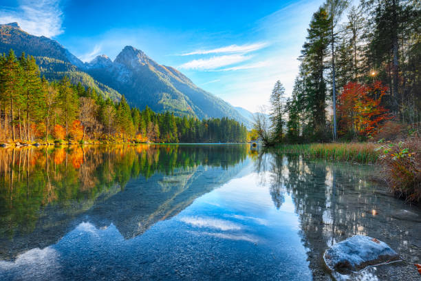 istock Fantastic autumn sunny day on Hintersee lake. 1051447250