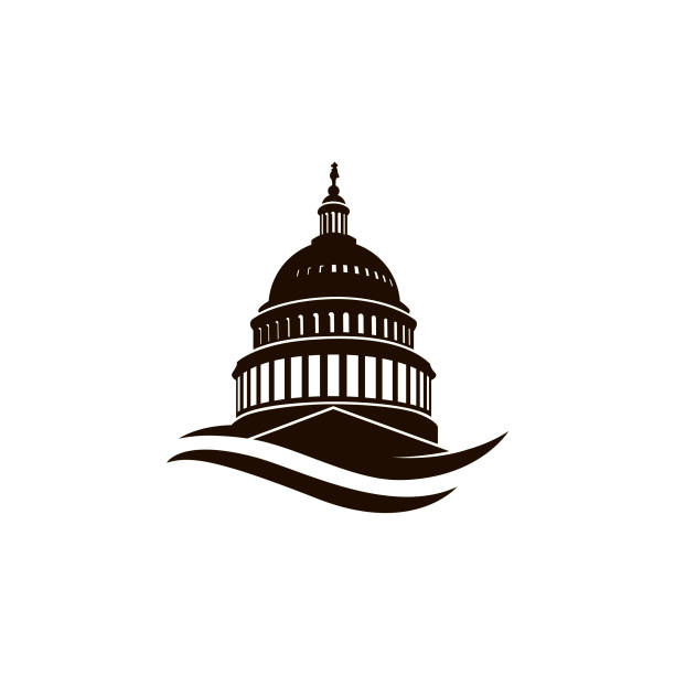capitol building icon United States Capitol building icon in Washington DC government illustrations stock illustrations
