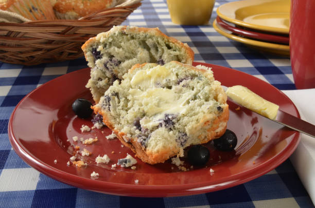 버터 블루베리 머핀 - muffin blueberry muffin blueberry butter 뉴스 사진 이미지