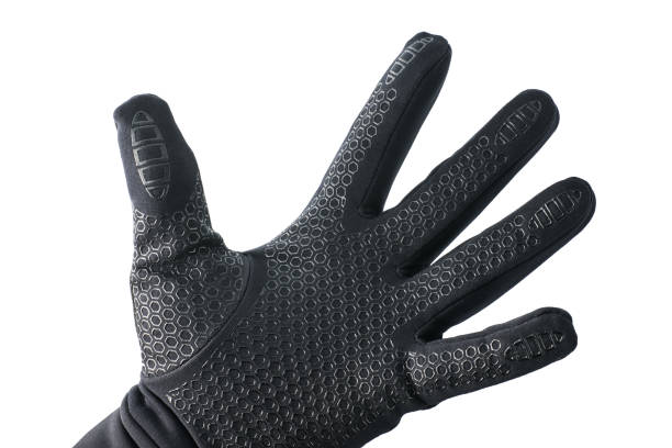 рука в черной перчатке изолирована с вырезки путь - glove leather black isolated стоковые фото и изображения