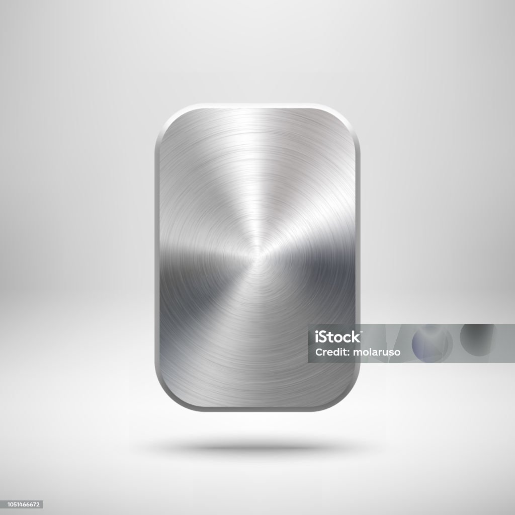 Metal Uibutton Rectangular Metal Rectangle Button Template Stock Illustration - Download Image Now ...
