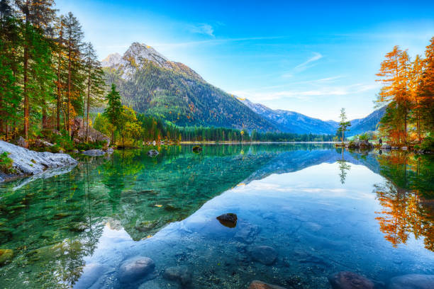 istock Fantastic autumn sunrise of Hintersee lake 1051469774