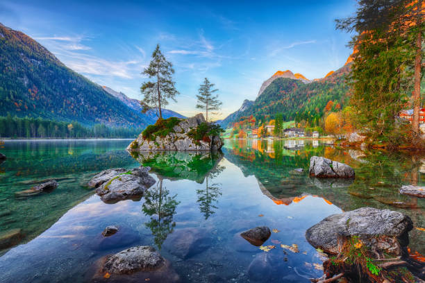 istock Fantastic autumn sunrise of Hintersee lake 1051469834