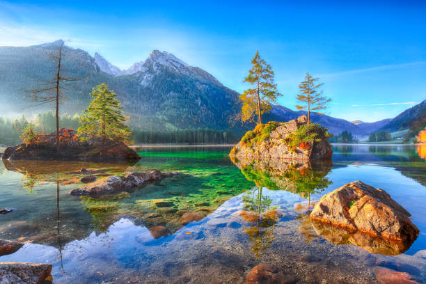 istock Fantastic autumn sunrise of Hintersee lake 1051470082
