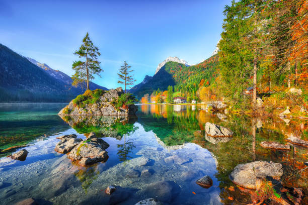 istock Fantastic autumn sunrise of Hintersee lake 1051470114