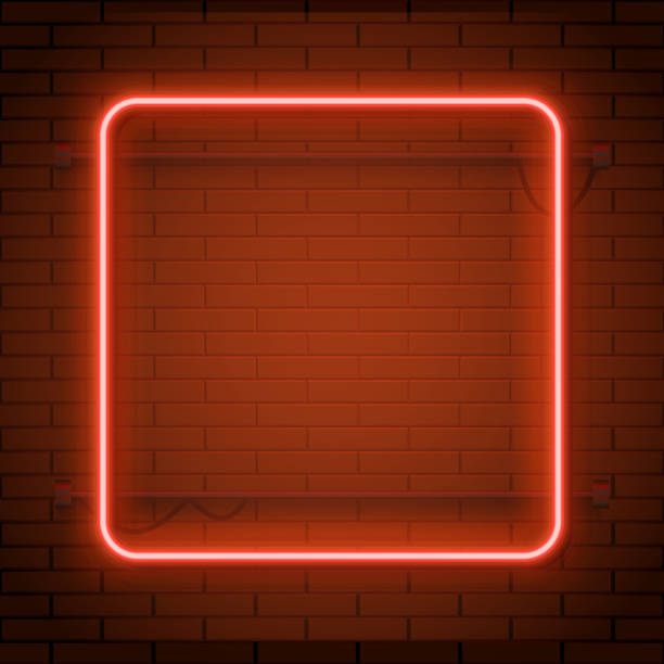 istock Neon lamp casino rectangel frame on brick wall background. Las Vegas concept. 1051470212