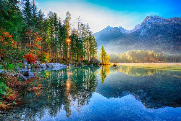 istock Fantastic autumn sunrise of Hintersee lake 1051470218