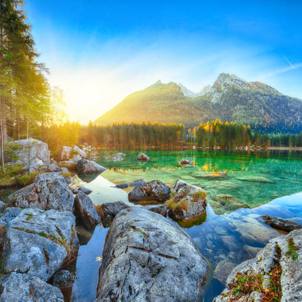 istock Fantastic autumn sunrise of Hintersee lake 1051472796