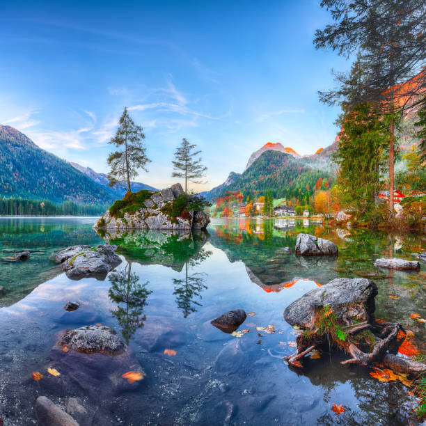 istock Fantastic autumn sunrise of Hintersee lake 1051472824