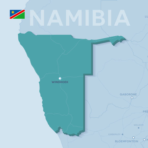istock Verctor Map of cities and roads in Namibia. 1051476888
