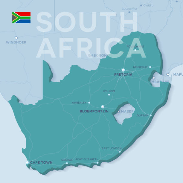 verctor карта городов и дорог в южной африке. - south africa map africa durban stock illustrations