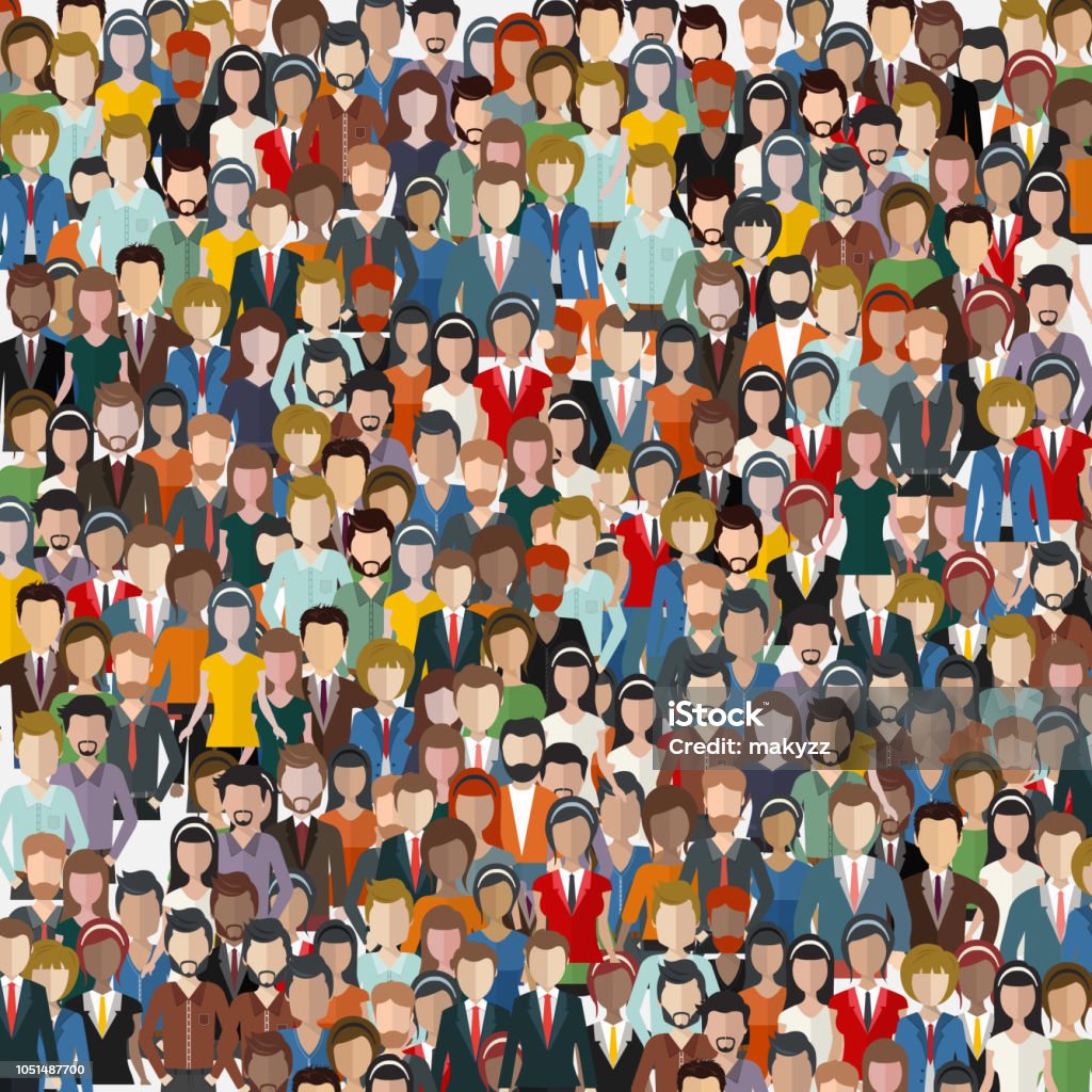 Large group of people. Seamless background. Business people, teamwork concept. Flat vector illustration Crowd of People stock vector