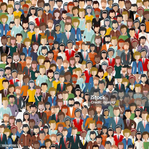 Large Group Of People Seamless Background Business People Teamwork Concept Flat Vector Illustration Stock Illustration - Download Image Now